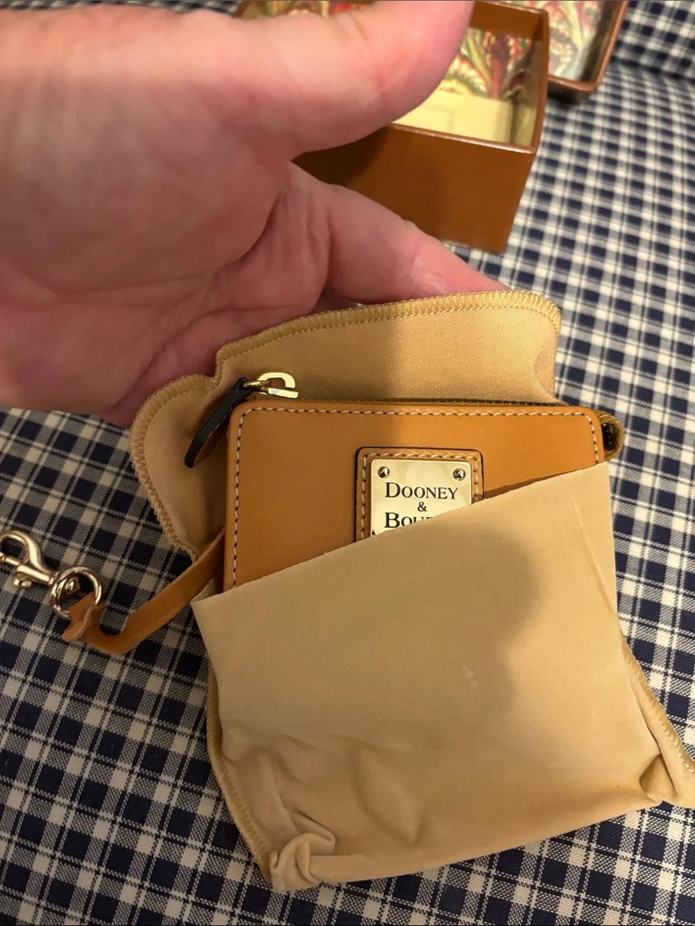 Dooney & Bourke Tan Leather Zip Around Card Wallet